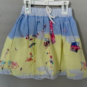 Joules Girl’s Colorful Beach Scene Skirt with Horses Sz 3-4